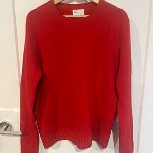Classic Red Merino Wool Crewneck Sweater